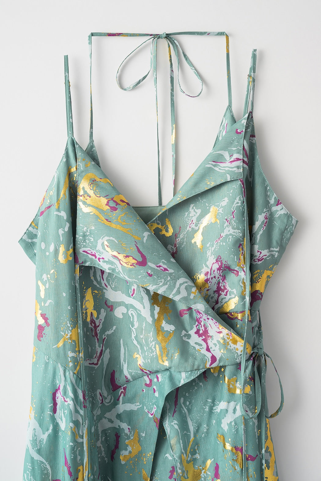 Flower vein foil camisole dress (Green)