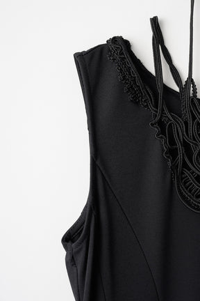 Vine embroidered jersey dress (Black)