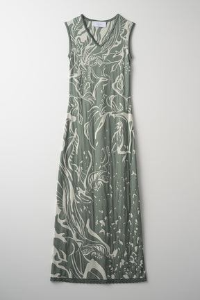 Flower vein knit dress (Green)