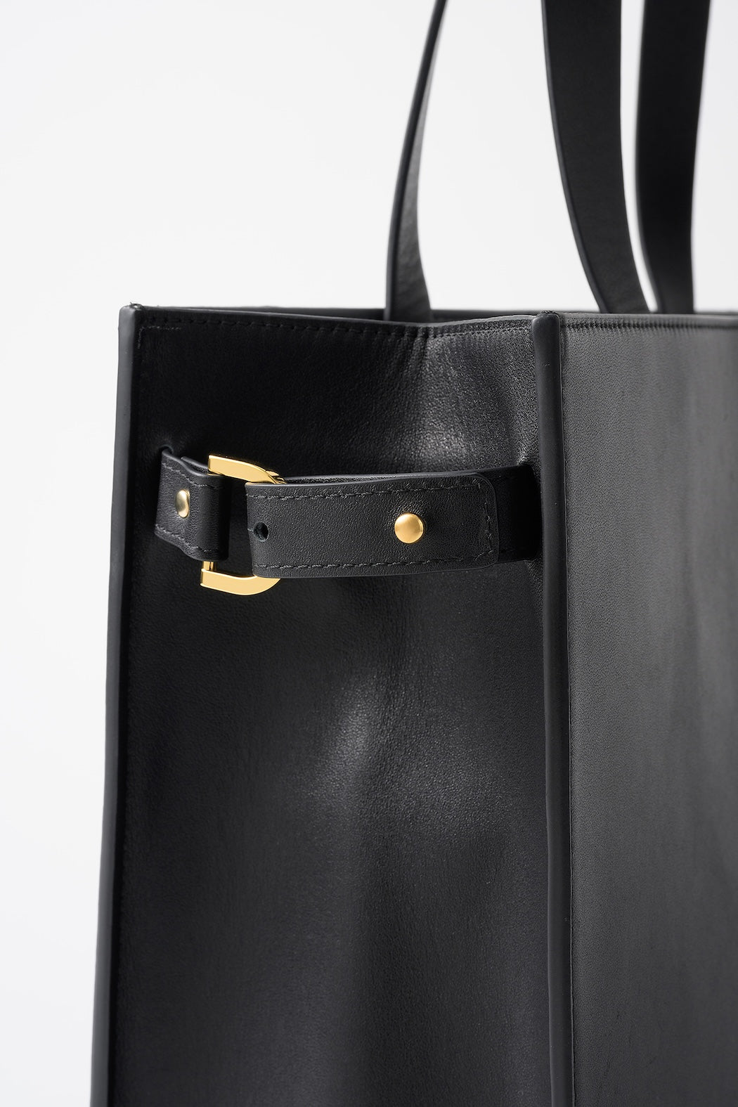 Framed embroidered leather tote bag (Black)