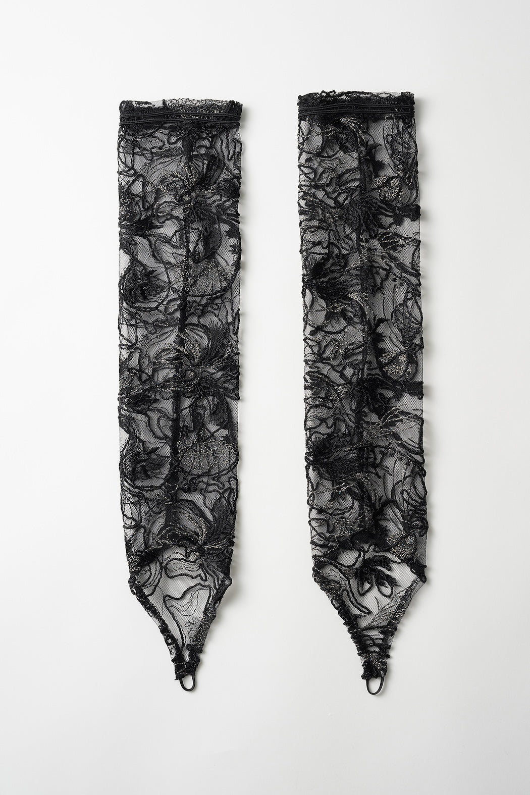 Seem flower lace gloves (Black)