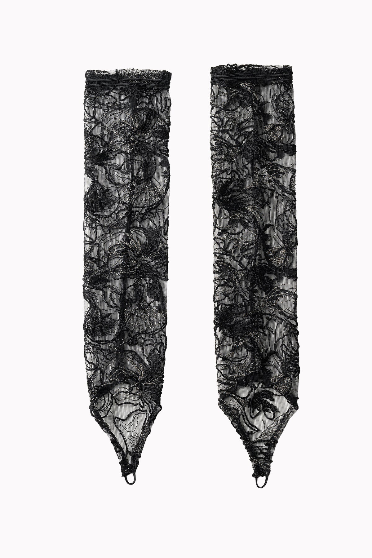 Seem flower lace gloves (Black)