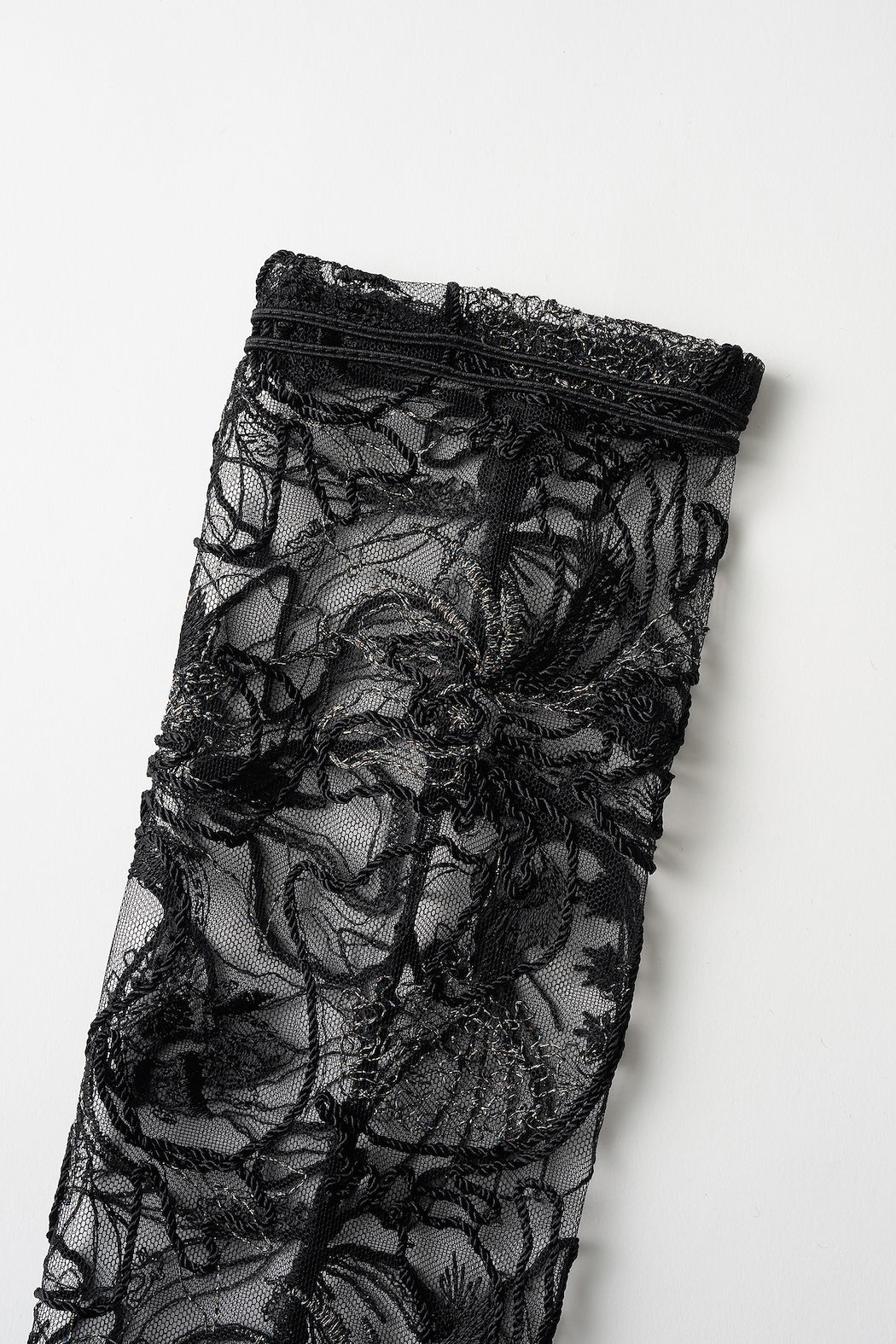 Seem flower lace gloves (Black)