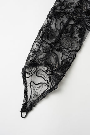 Seem flower lace gloves (Black)