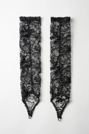 Seem flower lace gloves (Black)