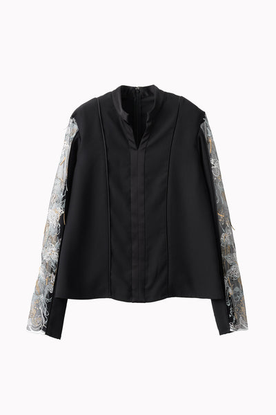 Tears flower lace tops (Black)