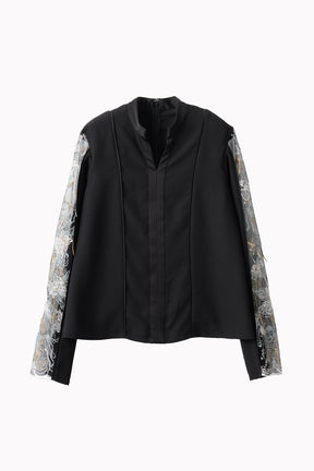 Tears flower lace tops (Black)