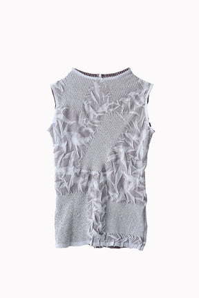 Crumpled sleeveless tops (Gray)