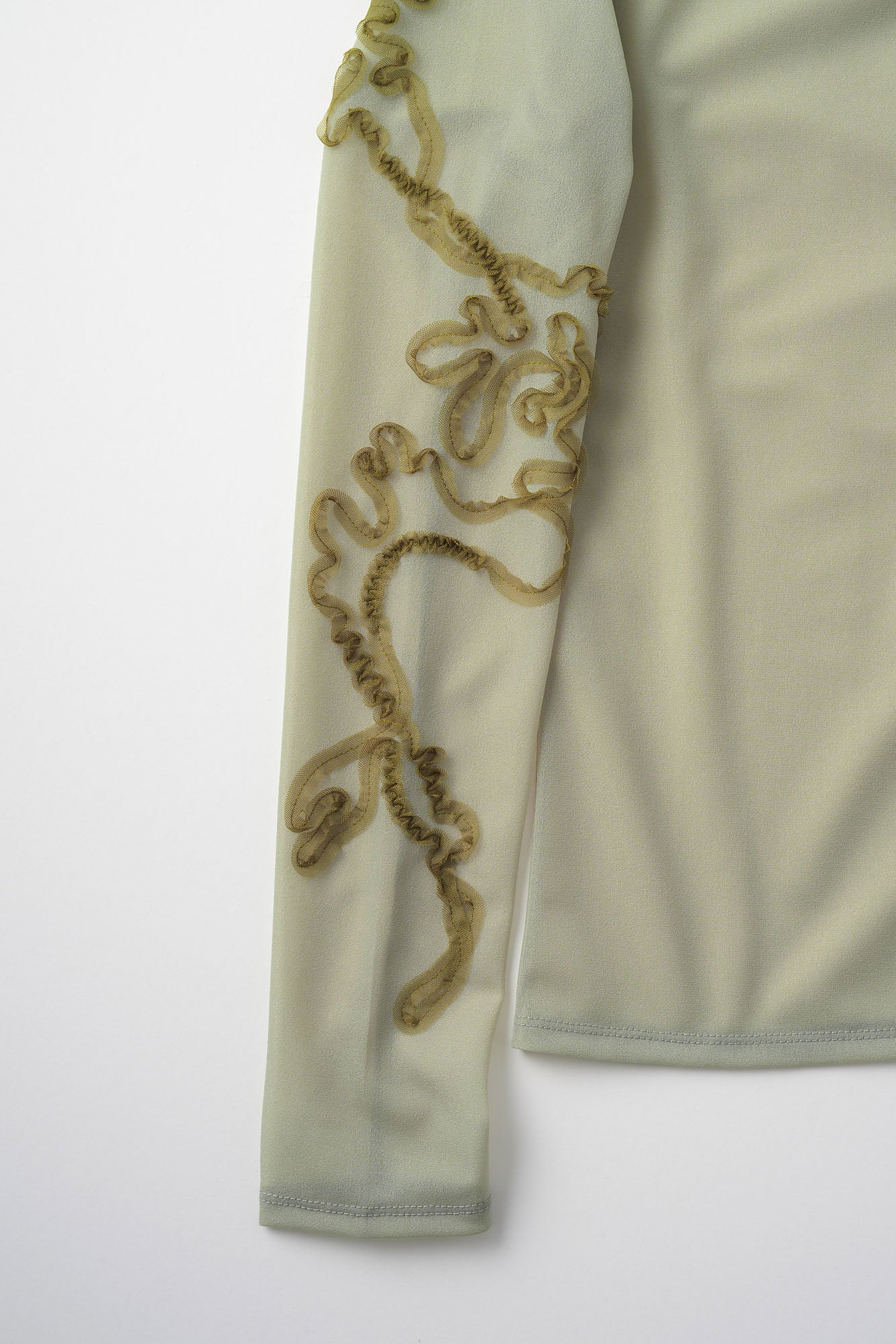 Moon road  embroidered sheer top (Smoked khaki)