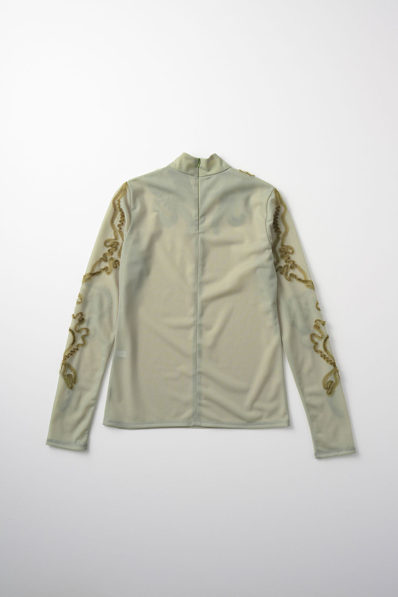 Moon road  embroidered sheer top (Smoked khaki)