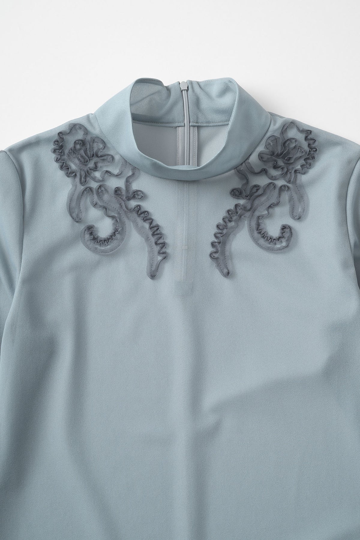Moon road  embroidered sheer top (Blue)