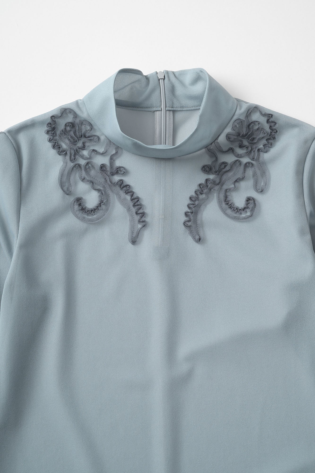 Moon road  embroidered sheer top (Blue)