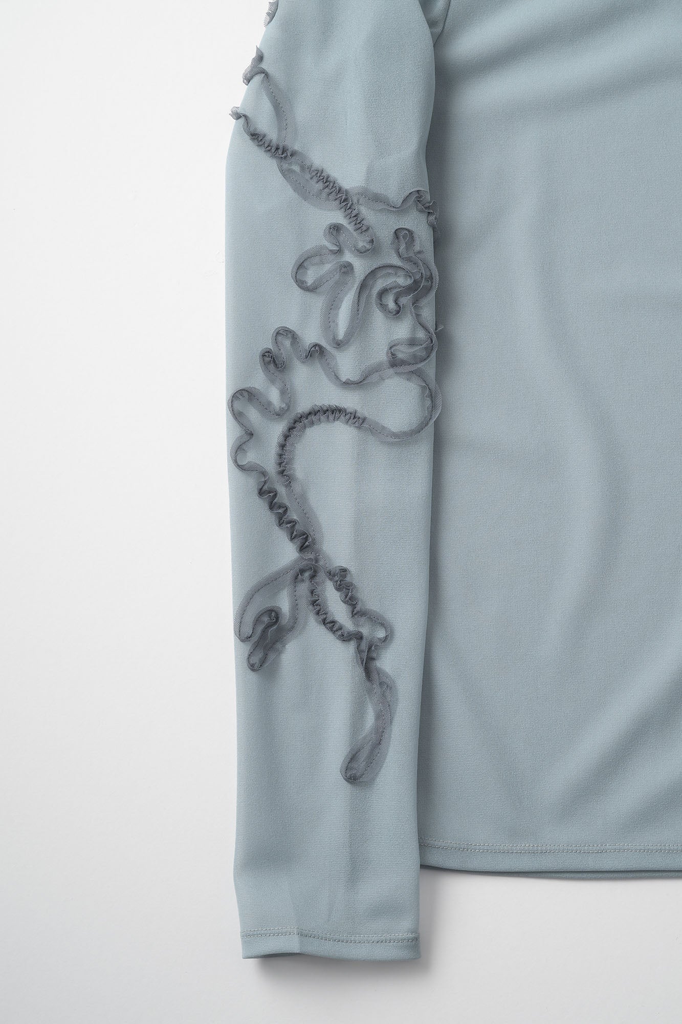 Moon road  embroidered sheer top (Blue)