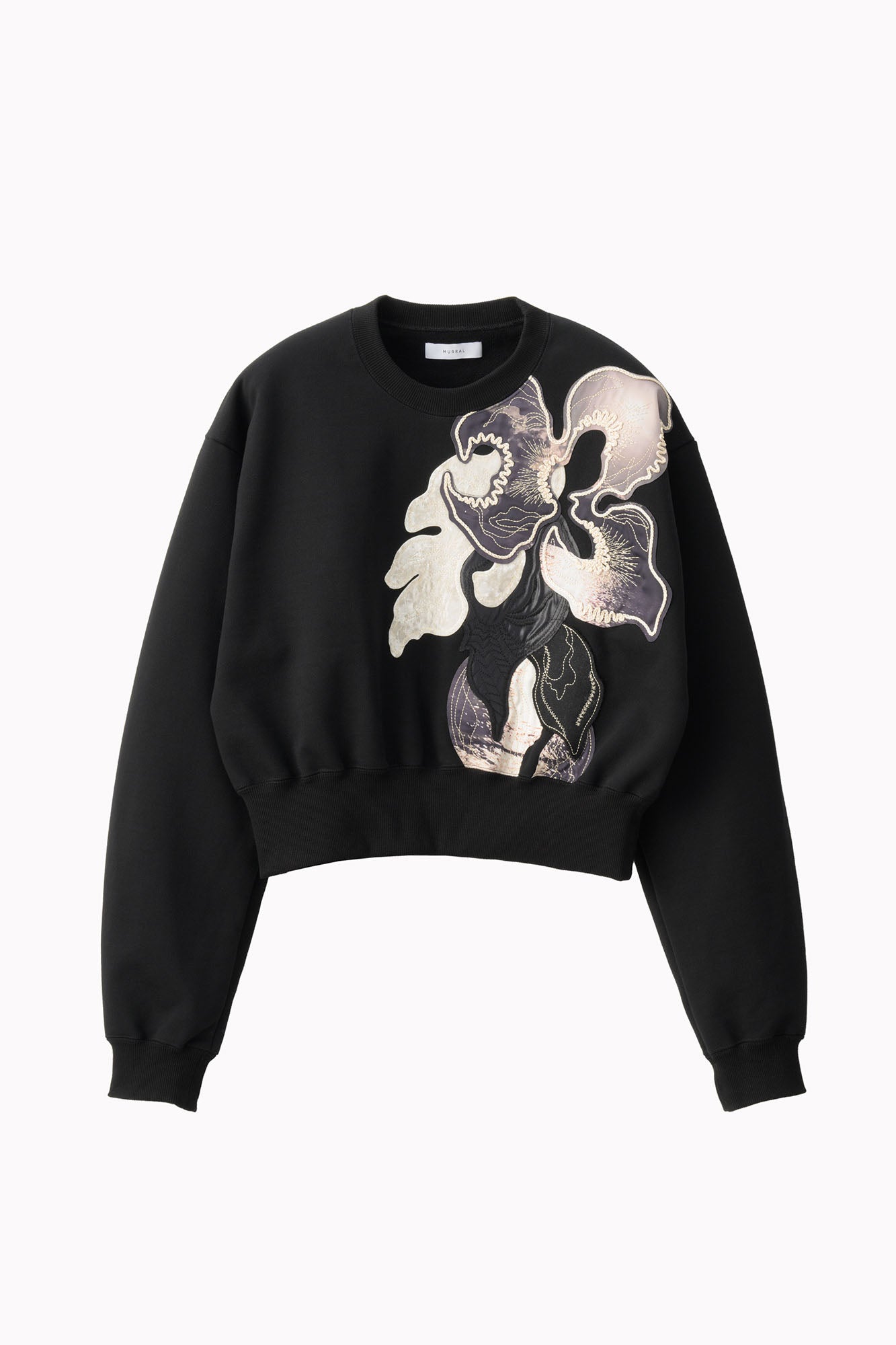 Patchwork embroidered sweatshirt (Black)