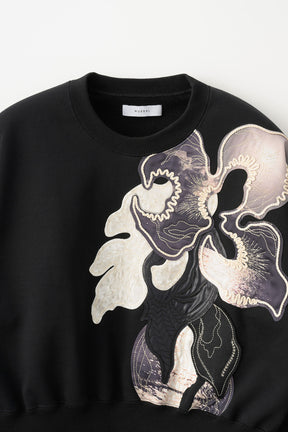 Patchwork embroidered sweatshirt (Black)