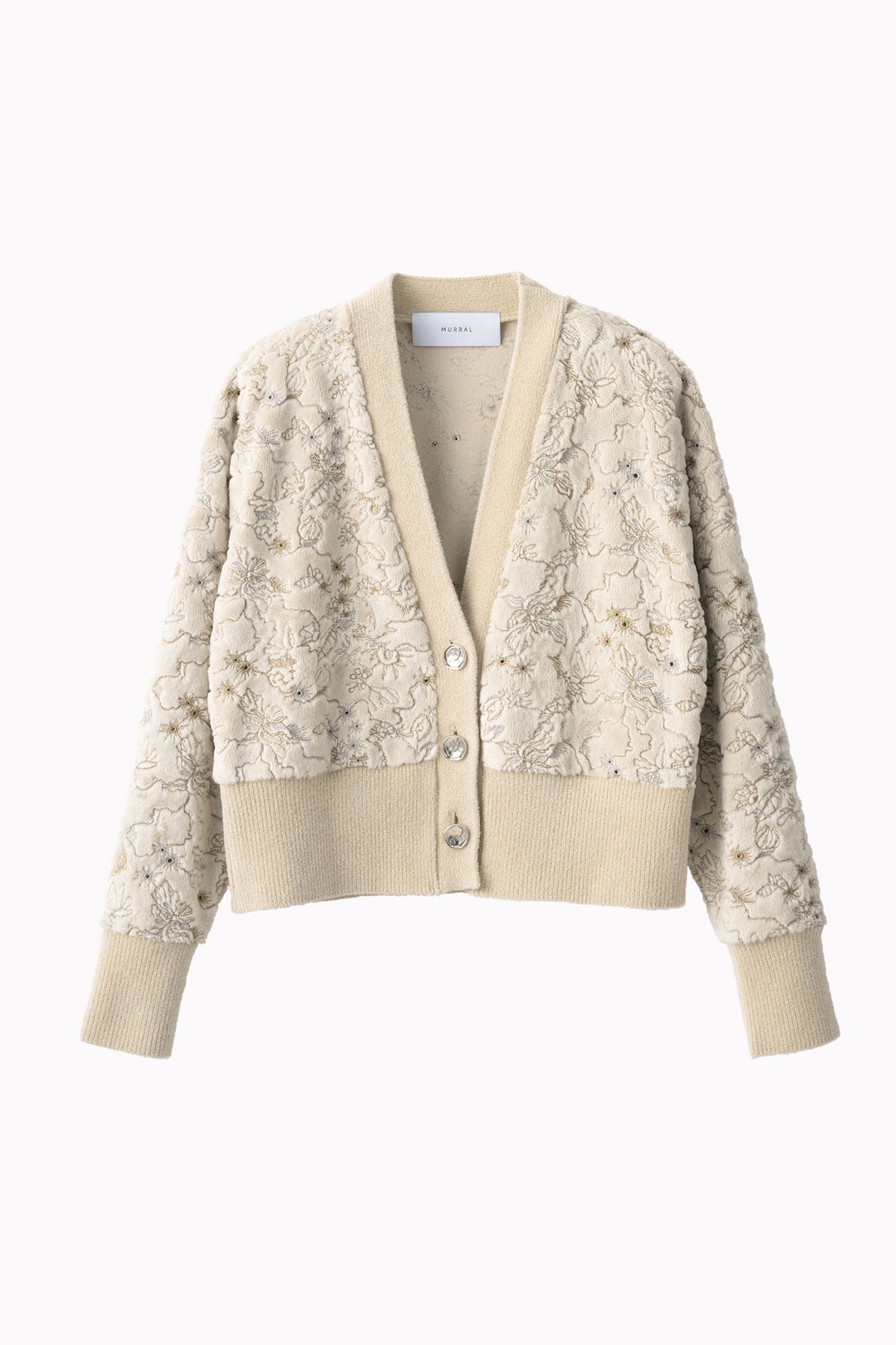 Camouflage embroidered knit cardigan (Ivory)