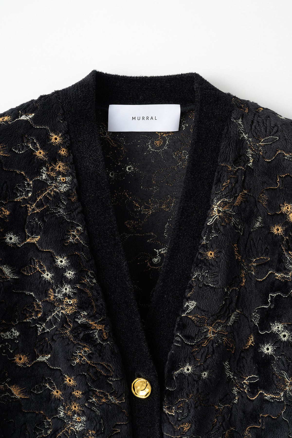 Camouflage embroidered knit cardigan (Black)