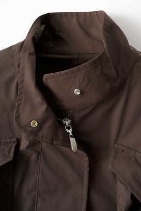 Sleeveless gathered military jacket (Brown)