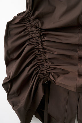 Sleeveless gathered military jacket (Brown)