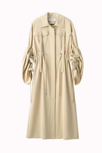 Gathered sleeve military coat (Beige)