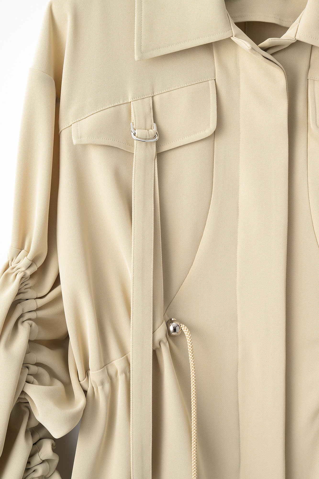 Gathered sleeve military coat (Beige)