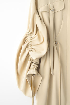 Gathered sleeve military coat (Beige)