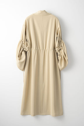 Gathered sleeve military coat (Beige)