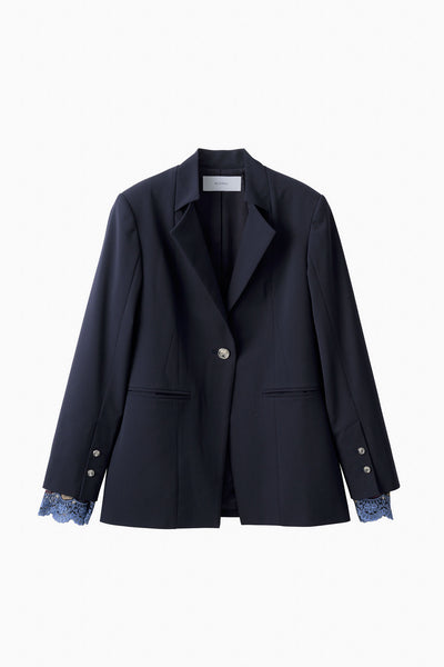 Slit sleeve lace jacket (Navy)
