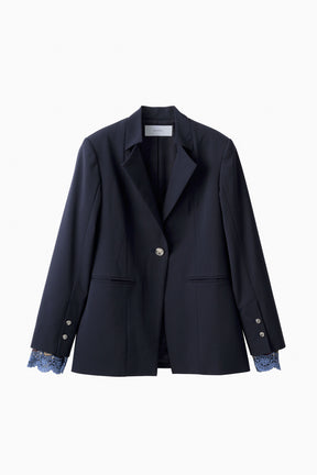 Slit sleeve lace jacket (Navy)