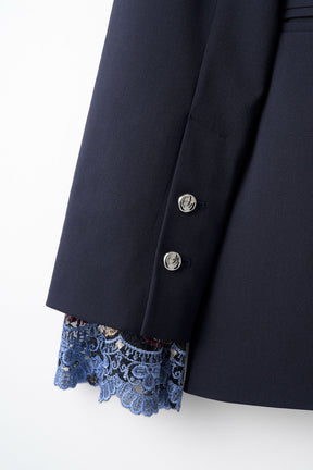 Slit sleeve lace jacket (Navy)