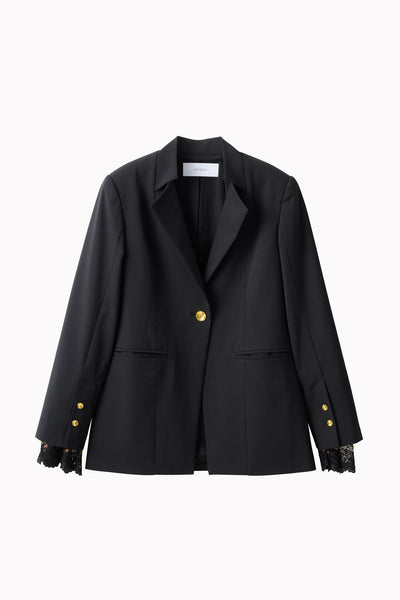 Slit sleeve lace jacket (Black)