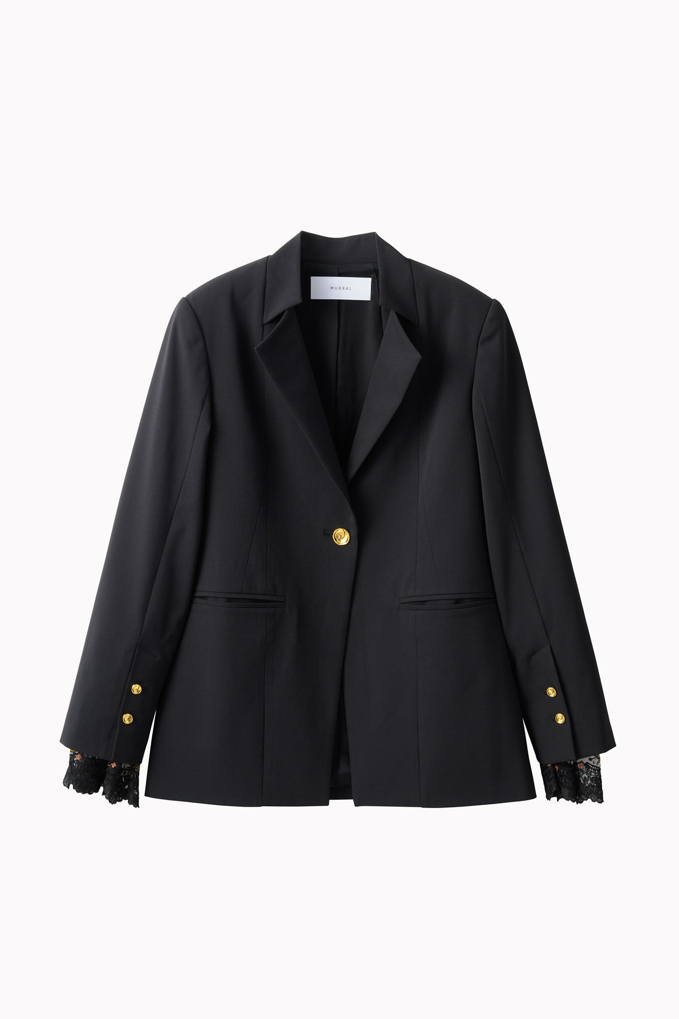 Slit sleeve lace jacket (Black)