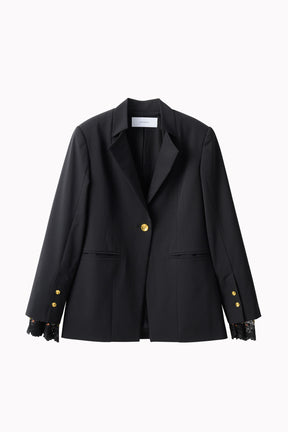 Slit sleeve lace jacket (Black)