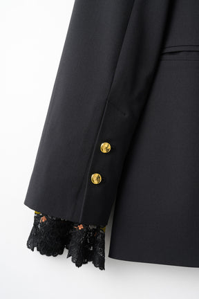 Slit sleeve lace jacket (Black)