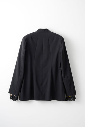 Slit sleeve lace jacket (Black)