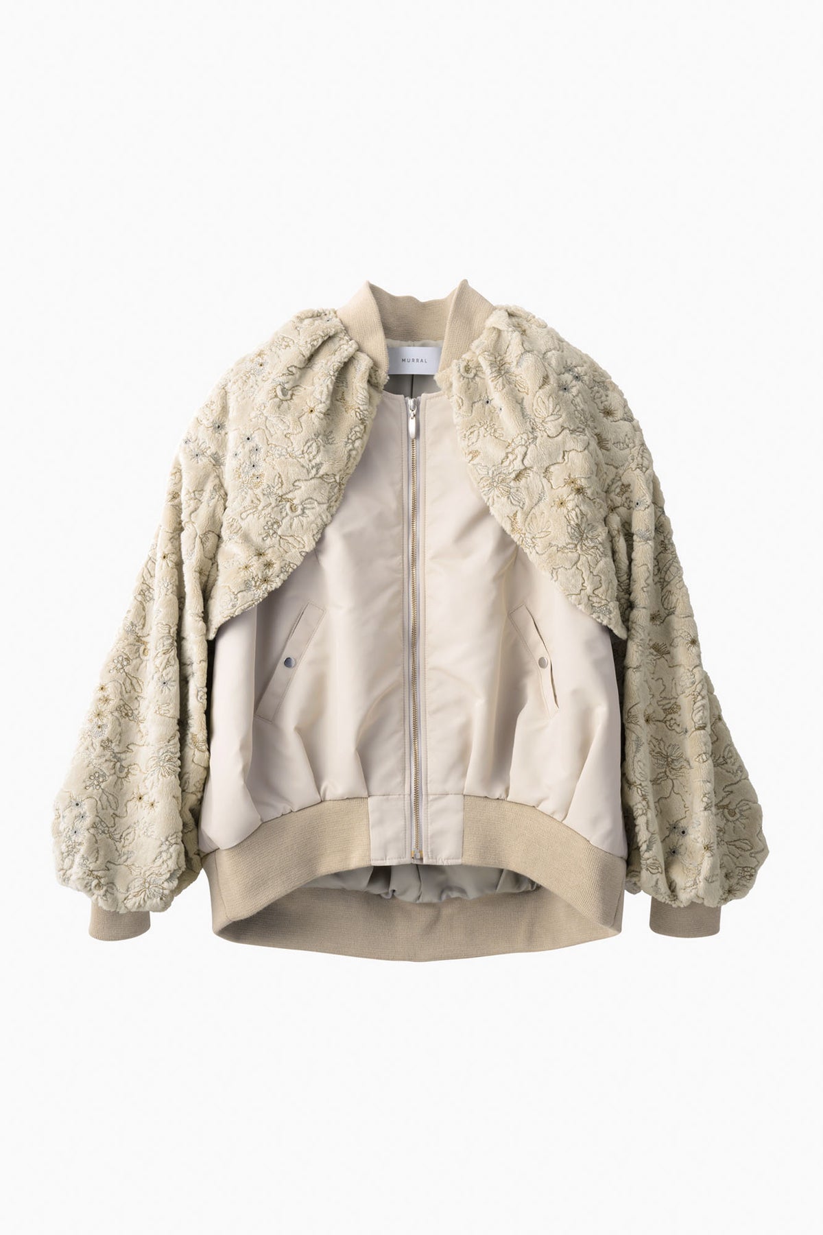 Camouflage embroidered military blouson (Ivory)