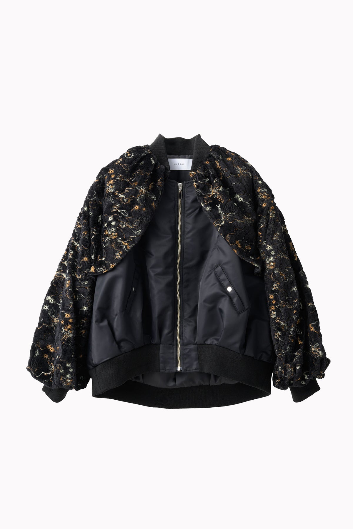 Camouflage embroidered military blouson (Black)