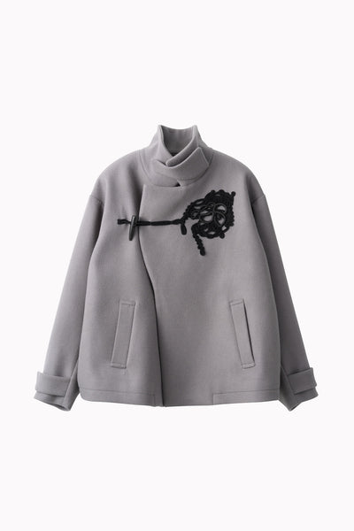 Trillium embroidered wool coat (Gray)