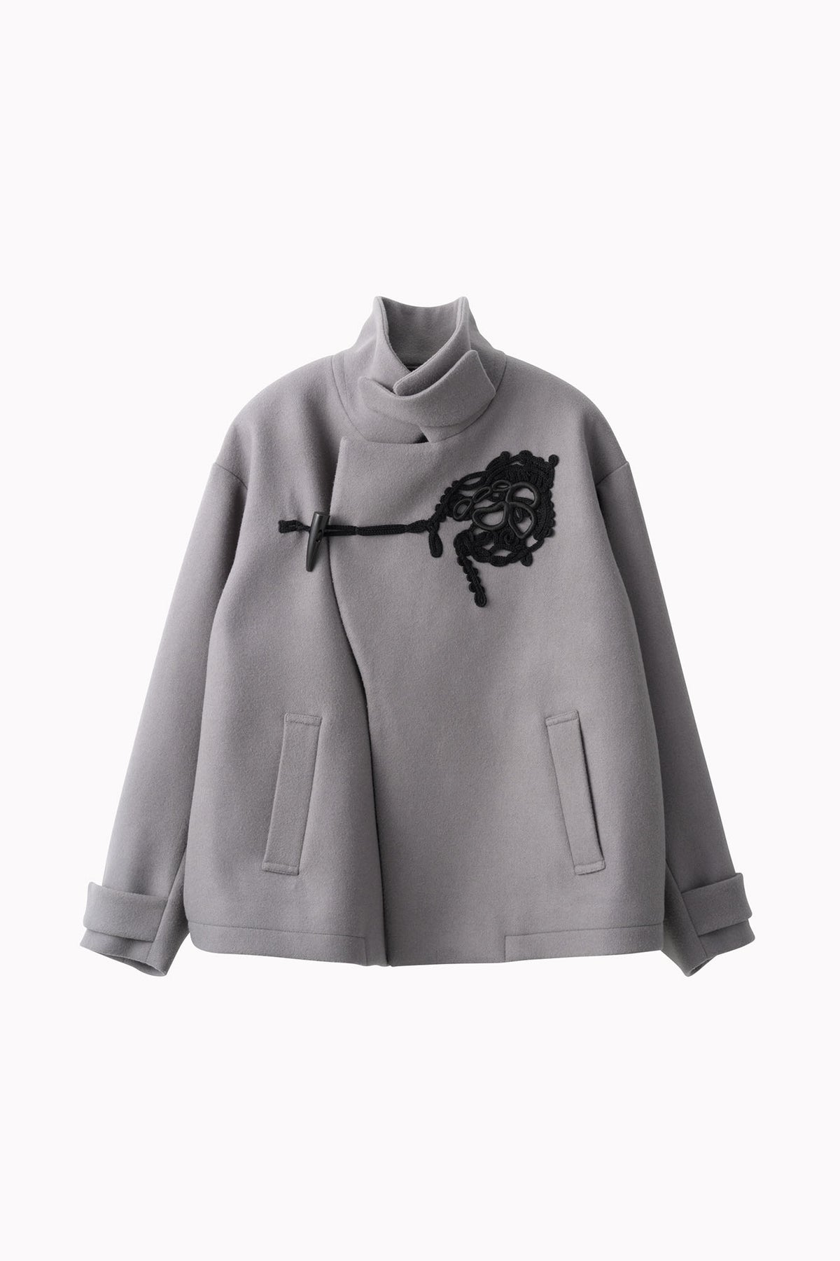 Trillium embroidered wool coat (Gray)