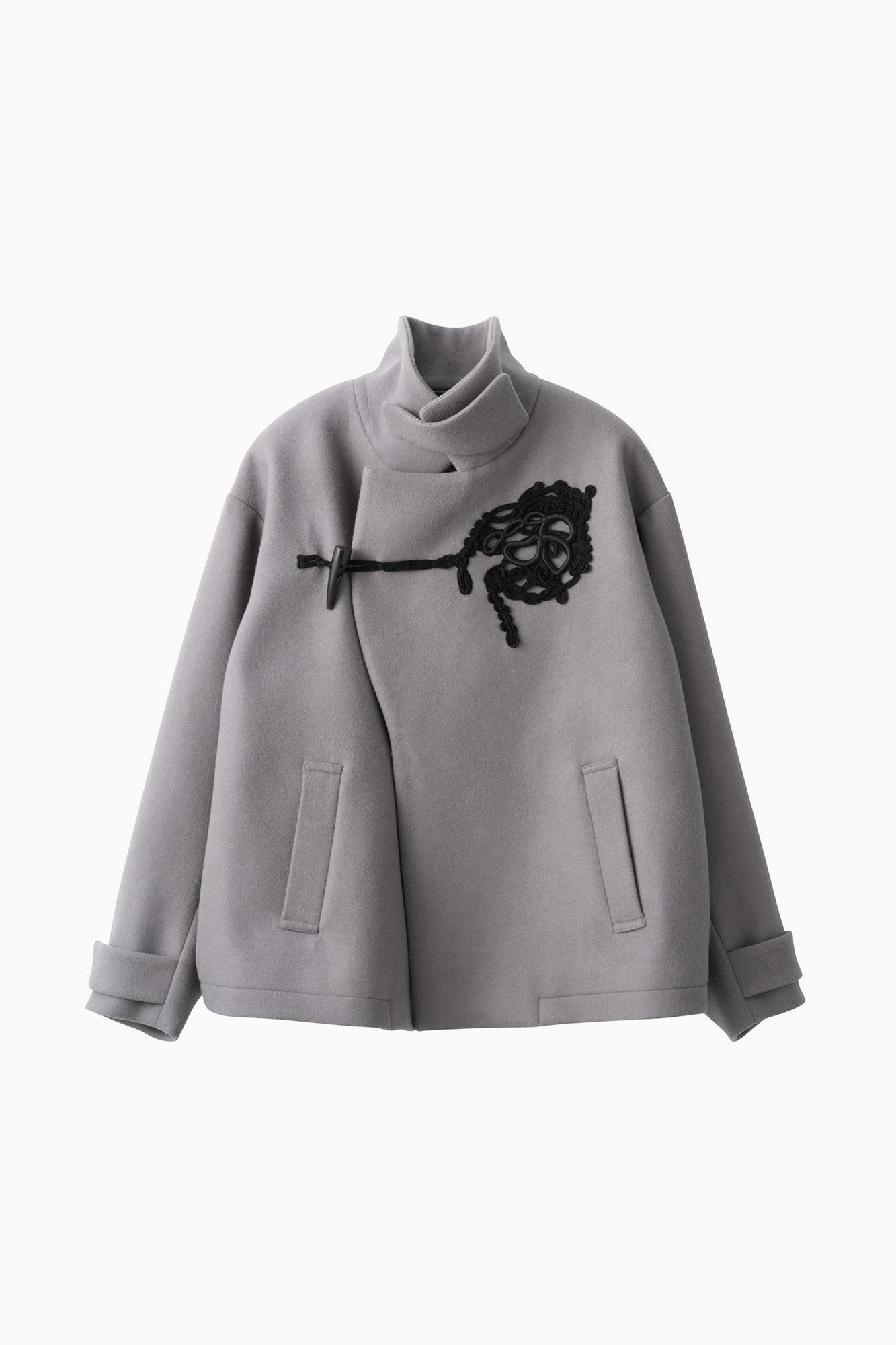 Trillium embroidered wool coat (Gray)