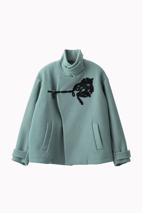 Trillium embroidered wool coat (Green)