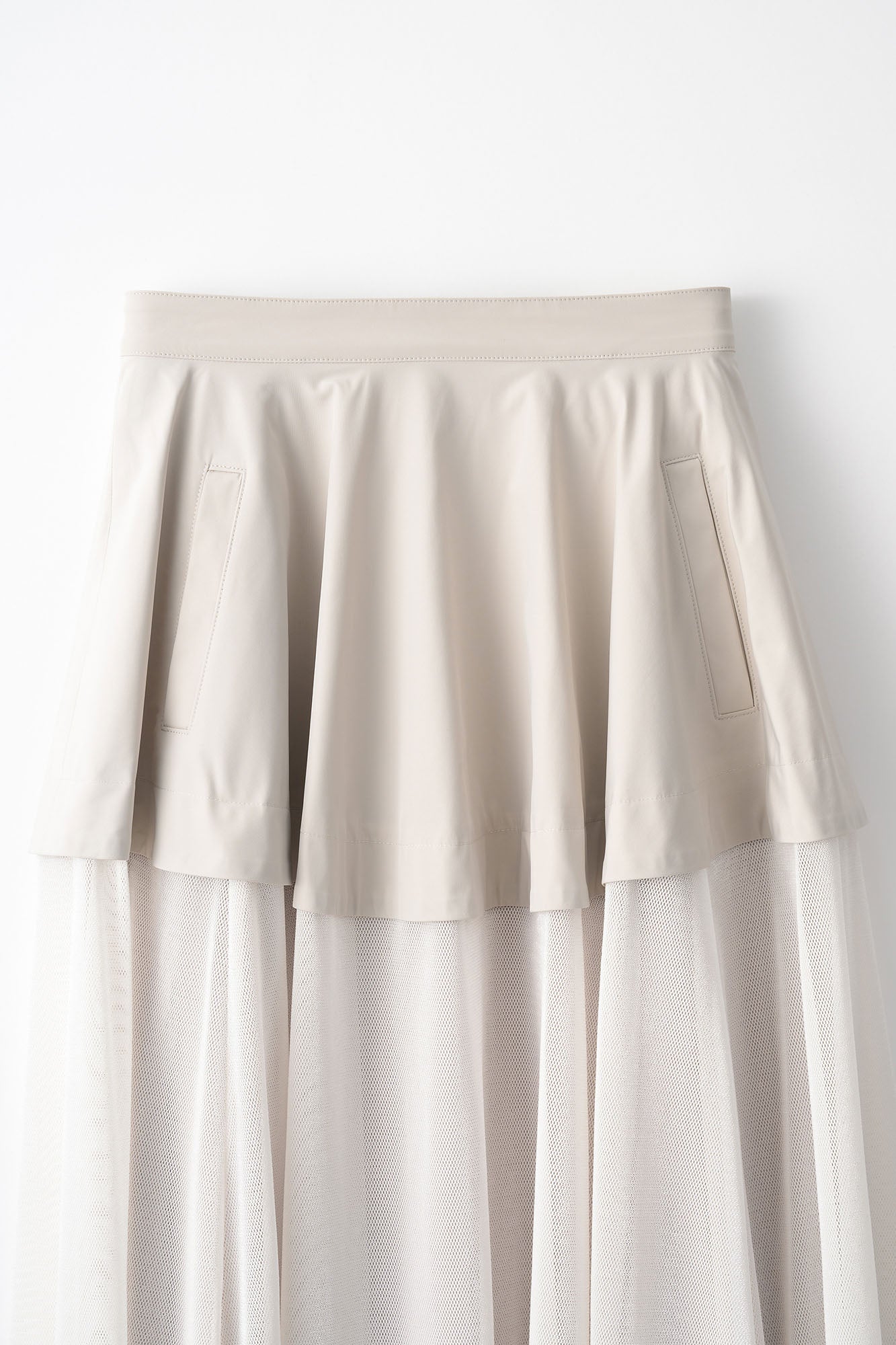 Military layered flare skirt (Light gray)