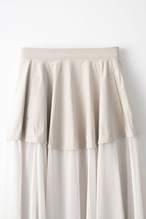 Military layered flare skirt (Light gray)