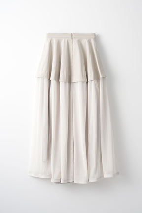 Military layered flare skirt (Light gray)