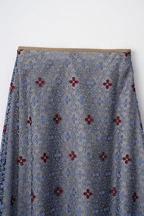 Everlasting embroidery lace skirt (Blue)