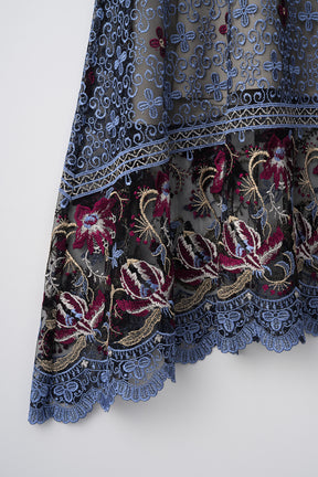 Everlasting embroidery lace skirt (Blue)