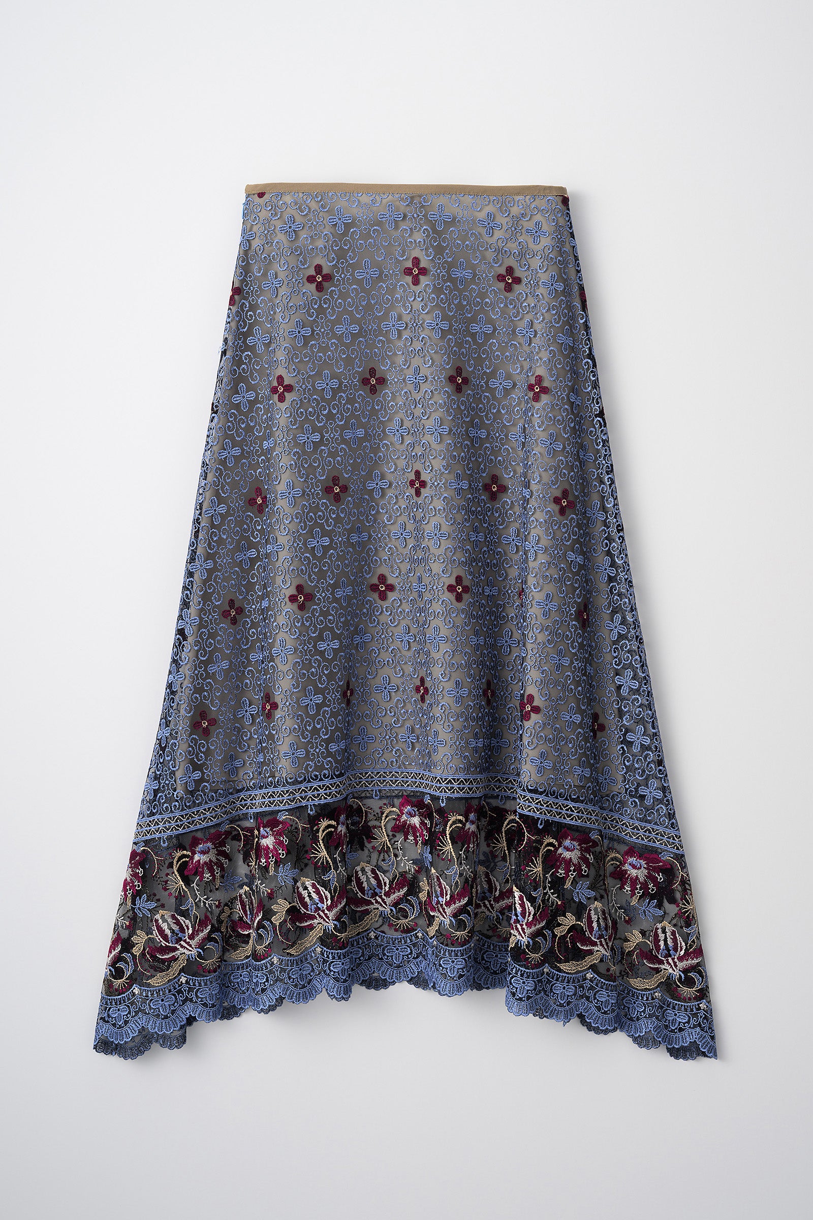 Everlasting embroidery lace skirt (Blue)