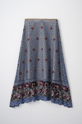 Everlasting embroidery lace skirt (Blue)