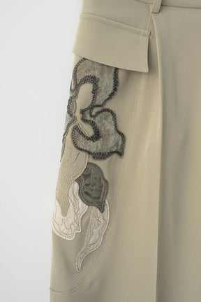 Patchwork embroidered slacks (Smoked khaki)