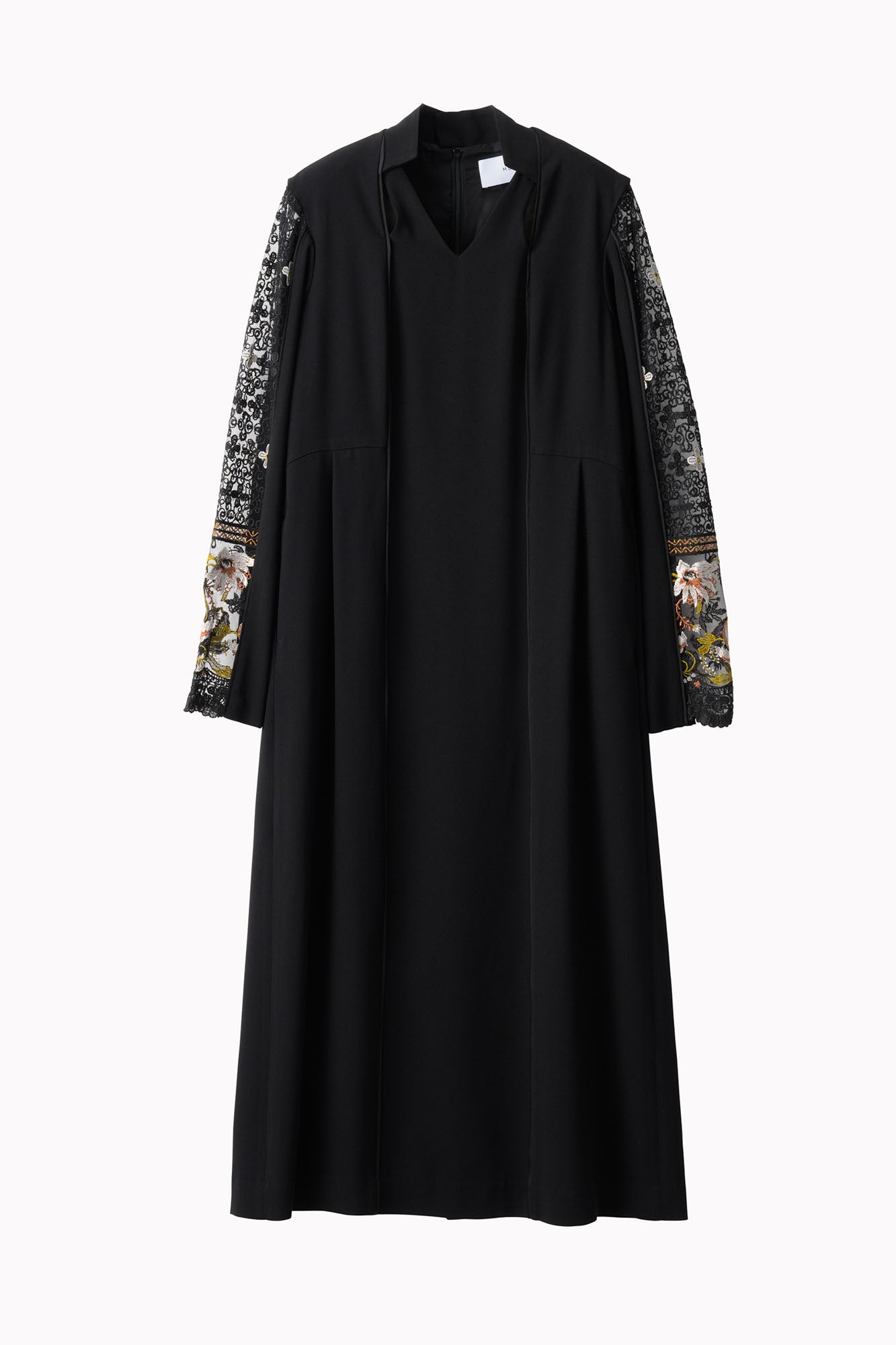 Petal collar lace dress (Black)